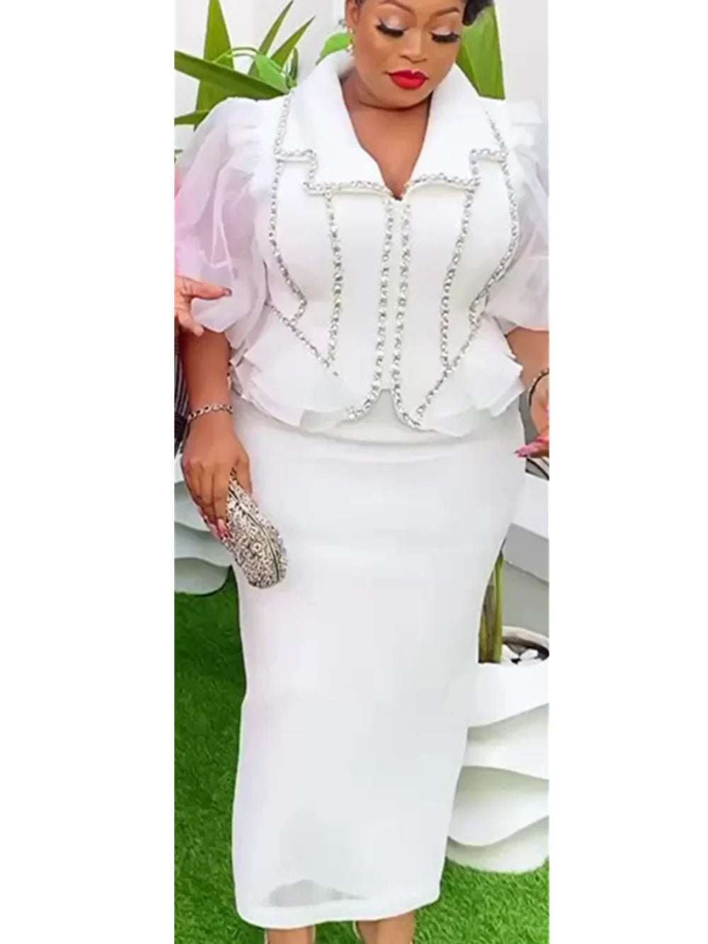 qgtao Clothes for Women 2 PCS Sets Tops And Skirts Suits Dashiki Ankara Turkey Outfits Gown Plus Size Wedding Party Dresses
