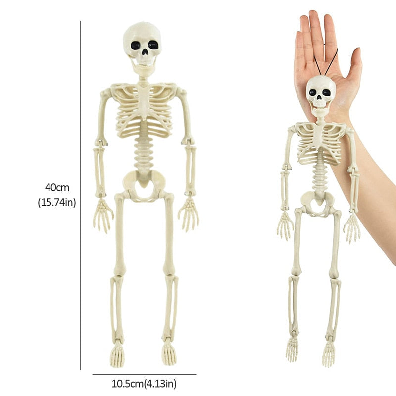 40cm Halloween Movable Skeleton Fake Human Skull Bones Halloween Party Home Bar Decorations Haunted House Horror Props Ornament