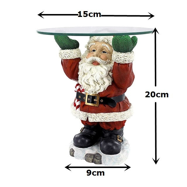 Santa Claus Treats Holder Fruit Plate Desktop Ornaments Sculptural Glass Topped Resin  Party Table Food Tray Christmas Decor