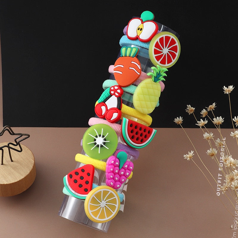 10PCS/Set Girls Cute Hair bands Elastic Rubber Band Headwear Hair Accessories Kids Cartoon Animals Headband Ornaments Gift