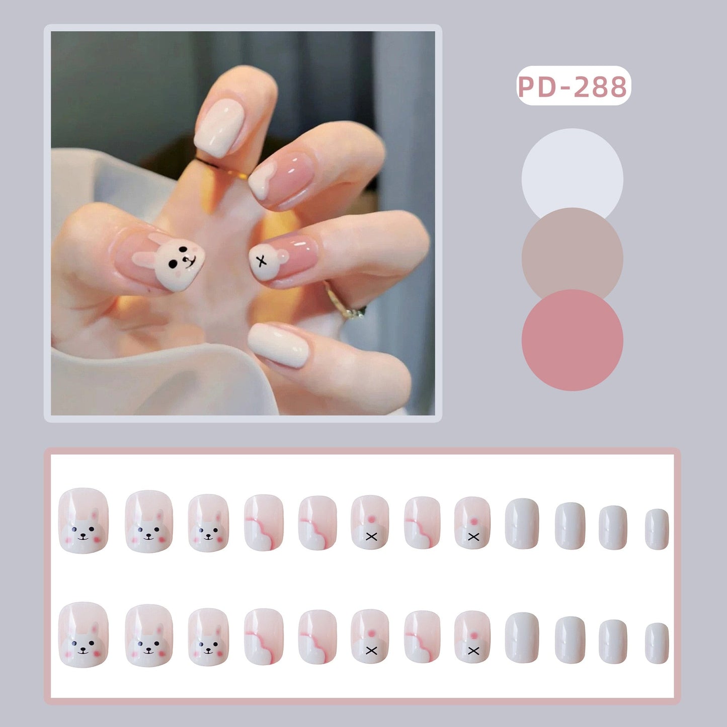 24pcs/box Christmas Fake Nails Style Art Nail Tips Press on False with Glue Designs Set Full Cover Artificial Short Fingernails