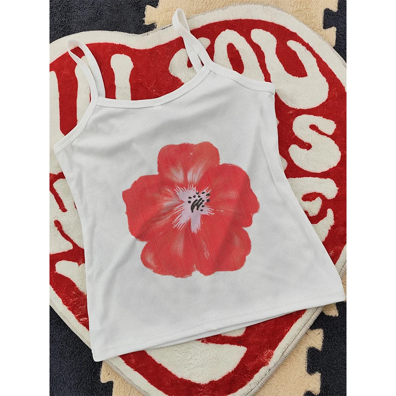 qgtao Sexy Summer Crop Tops Aesthetic Flowers Graphic Baby Tee Goth Harajuku Y2k Style Short Sleeve Camis Vintage Woman 2000s T-shirts