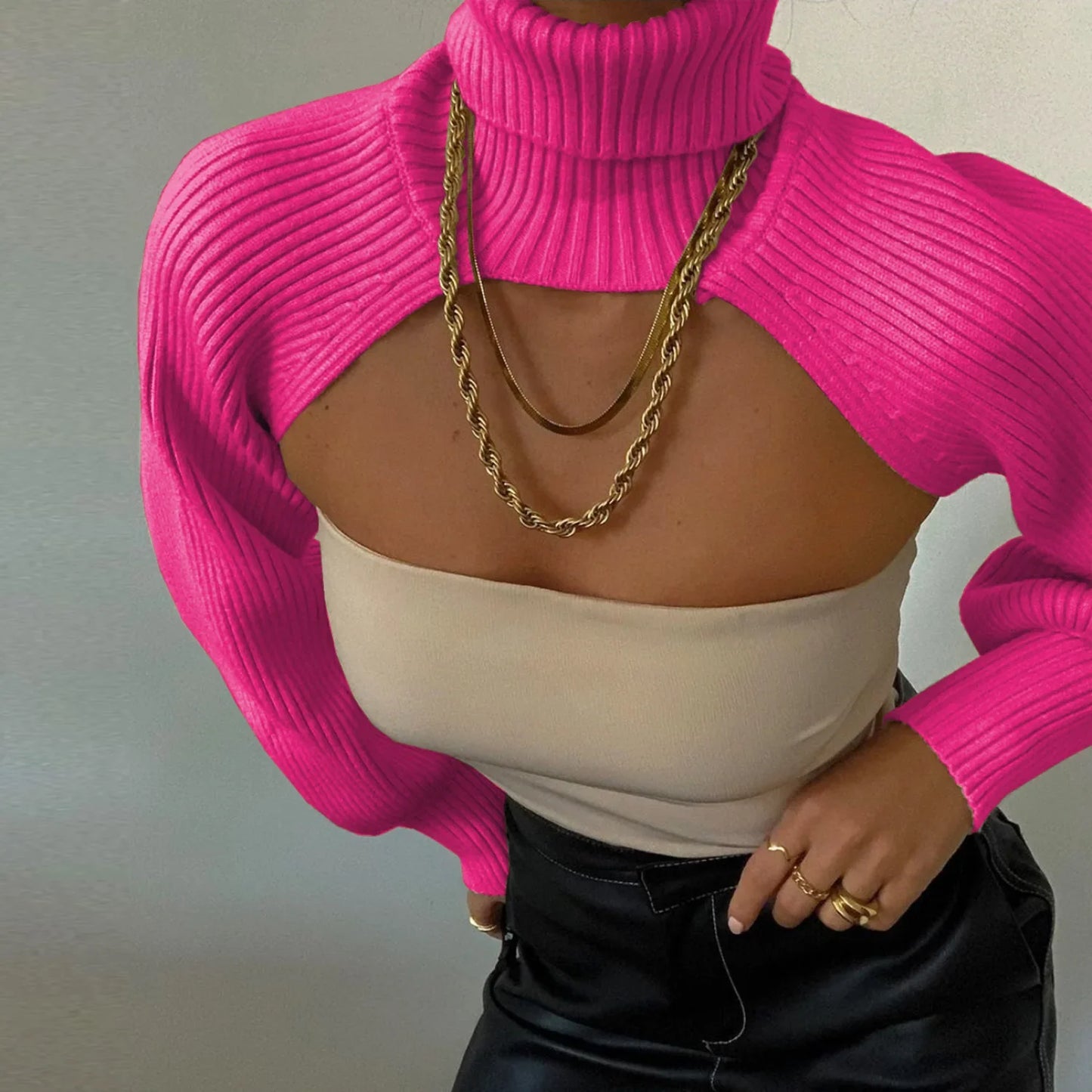 Women Ultra-short Sweater Coat 2022 Autumn Winter Long Sleeve Loose Knitted Crop Tops Solid Color Sexy Cardigan Sweaters Tops