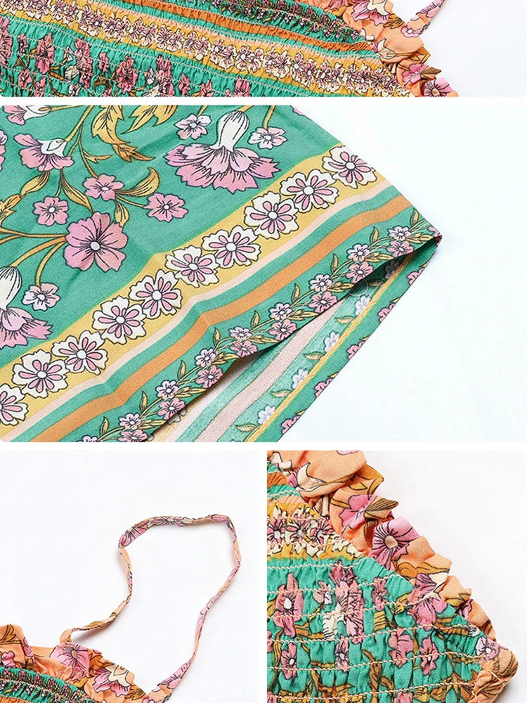 qgtao Sexy Long Dresses For Women Fashion Backless Ruffle Boho Beach Slip Dress Summer Floral New In Dresses Women Clothing 2024