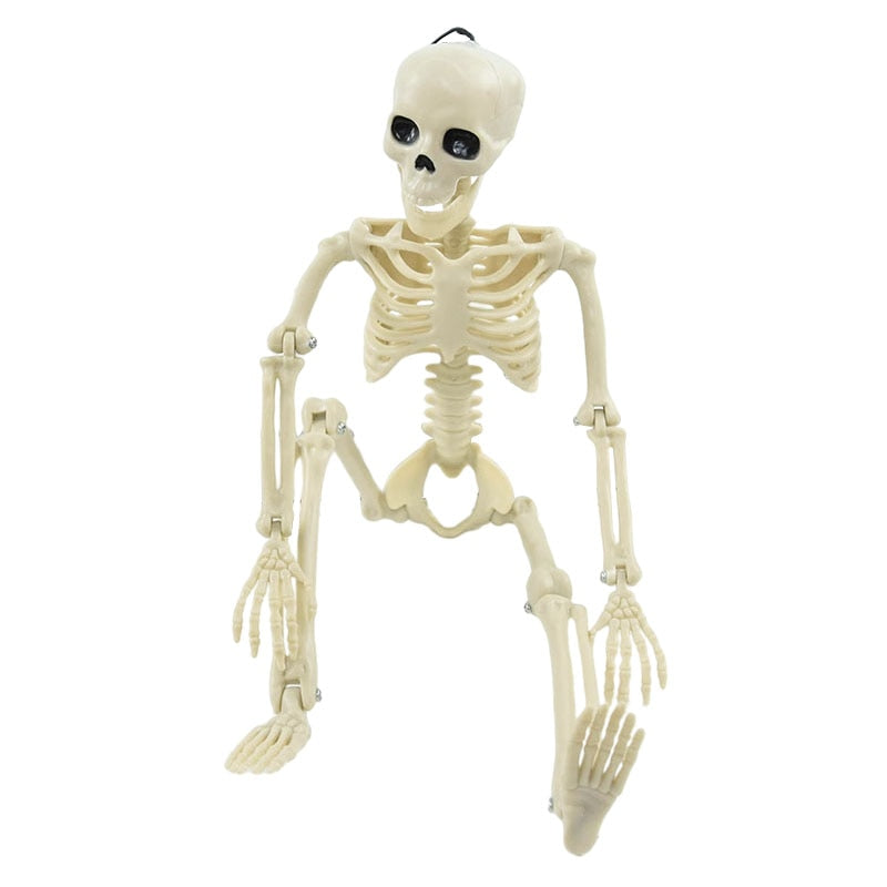 40cm Halloween Movable Skeleton Fake Human Skull Bones Halloween Party Home Bar Decorations Haunted House Horror Props Ornament