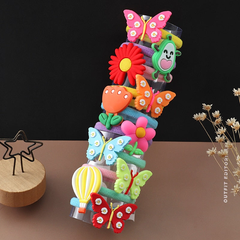 10PCS/Set Girls Cute Hair bands Elastic Rubber Band Headwear Hair Accessories Kids Cartoon Animals Headband Ornaments Gift
