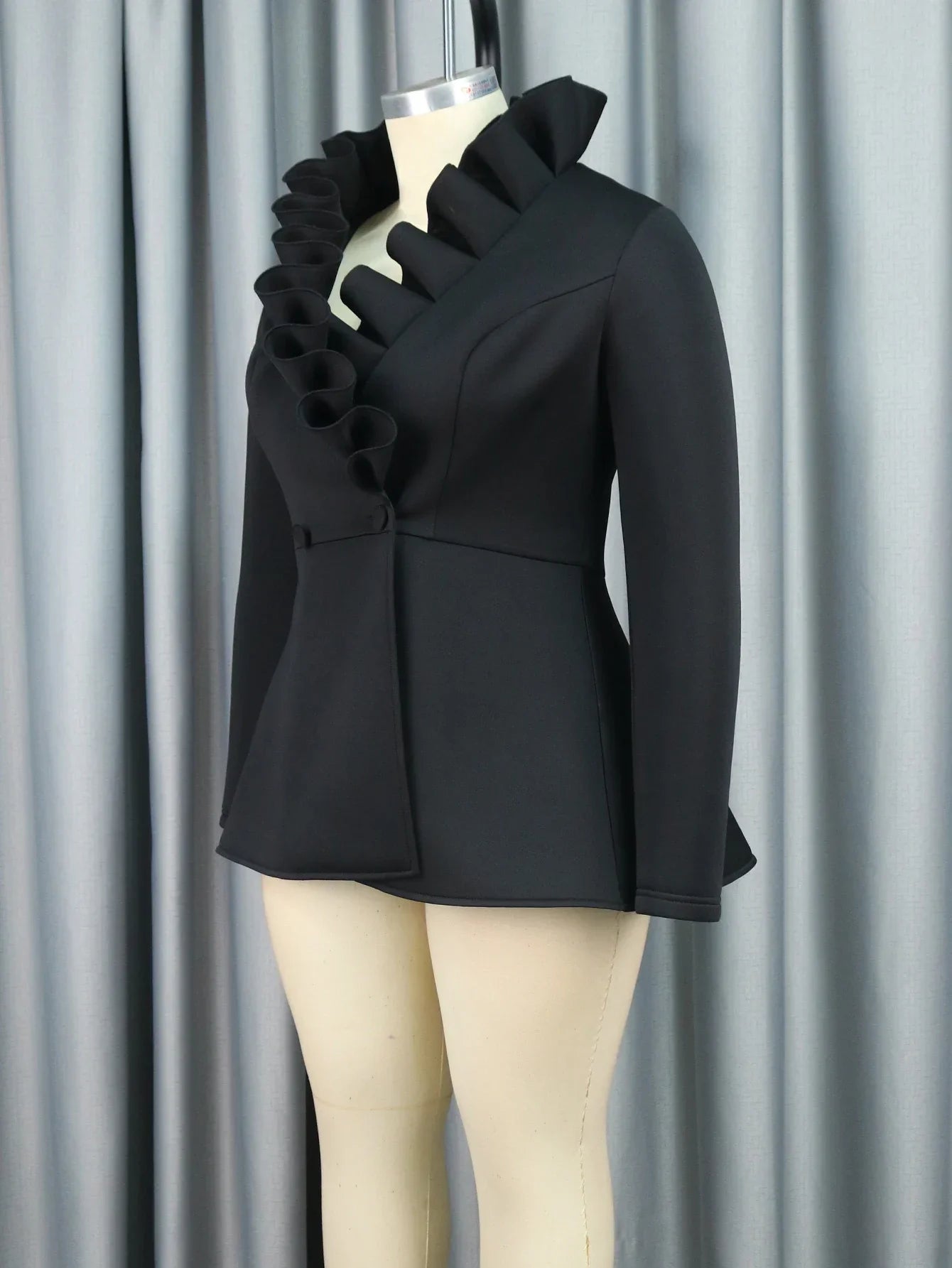 qgtao Long Sleeve Top Blouse Plus Size V Neck Button Up Pullover Tunics Vintage Office Lady Church Party Event Peplum Blouses
