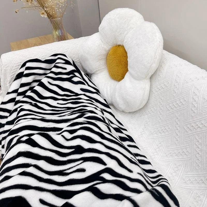 Yeknu Ins Style Zebra Blanket Soft Microfiber Blanket For Bed Office Flannel Blanket Warm Throw Blanket Plush Bedspread Kids Bedding