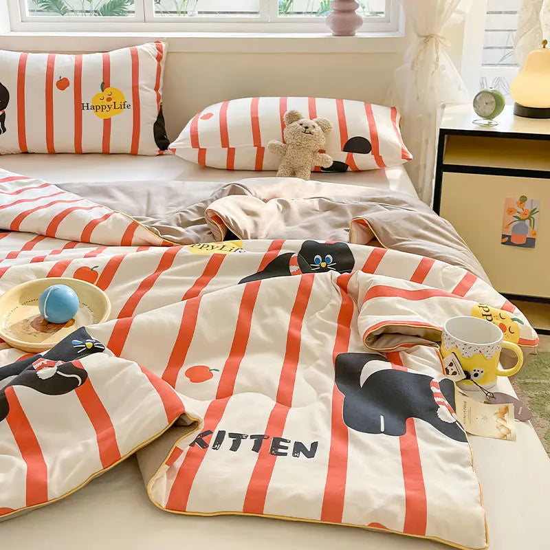 Yeknu Summer Quilt Air Conditioning Quilt Flower Girl Heart Class A  Double Layer Yarn Summer Cool  Soft Machine Washable