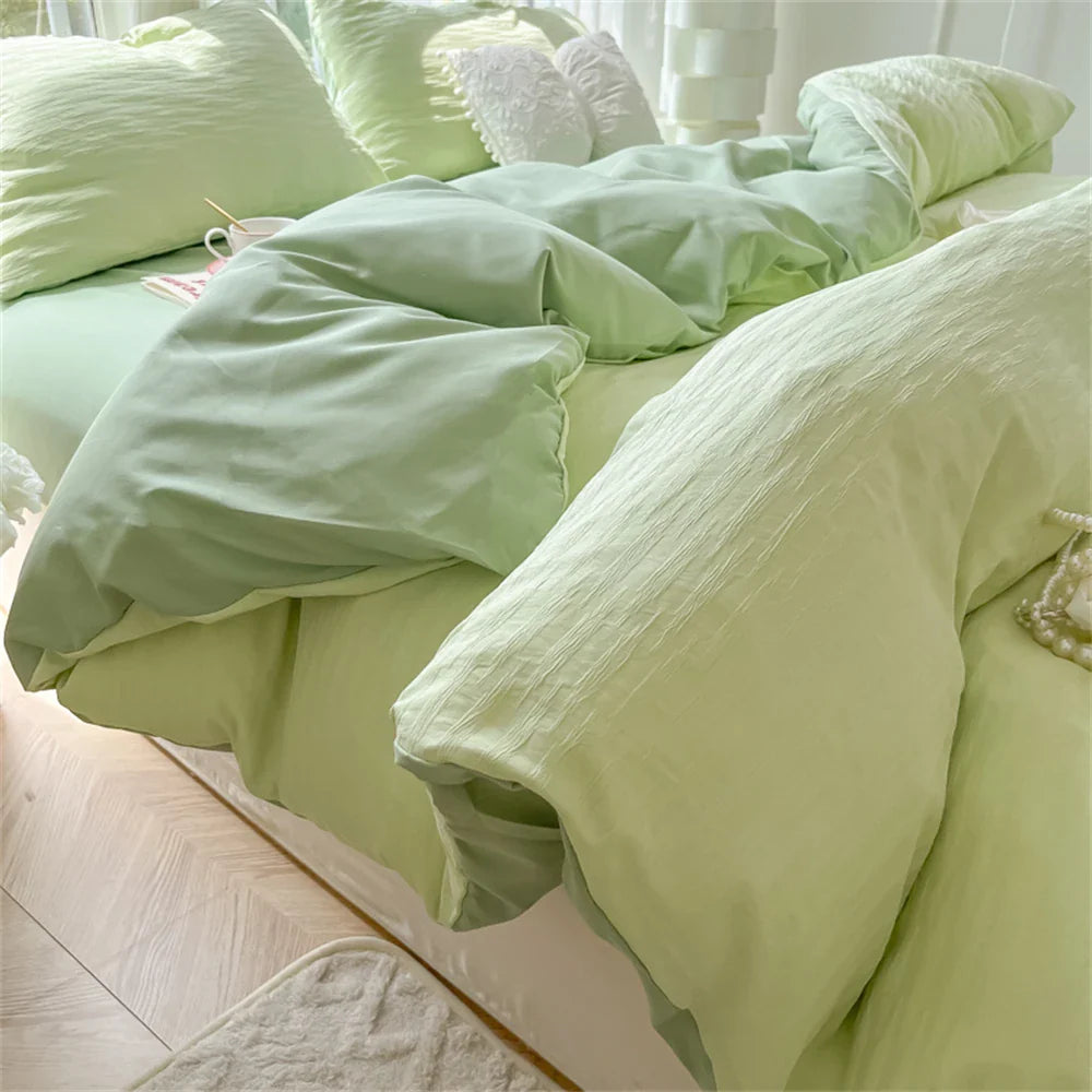 Yeknu Fashion Bedding Set Home King Size Textile Bed Comforter Set Skin Friendly Fabric Duvet Cover Quilt Cover Pillowcase Bed Linen