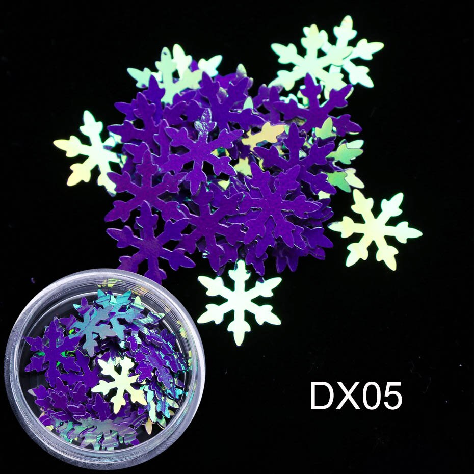 1 box White Snowflake 3D Nail Art Sequins Winter Christmas Snow Flakes Holographic Charms Polishing Gel Accessories SA1980