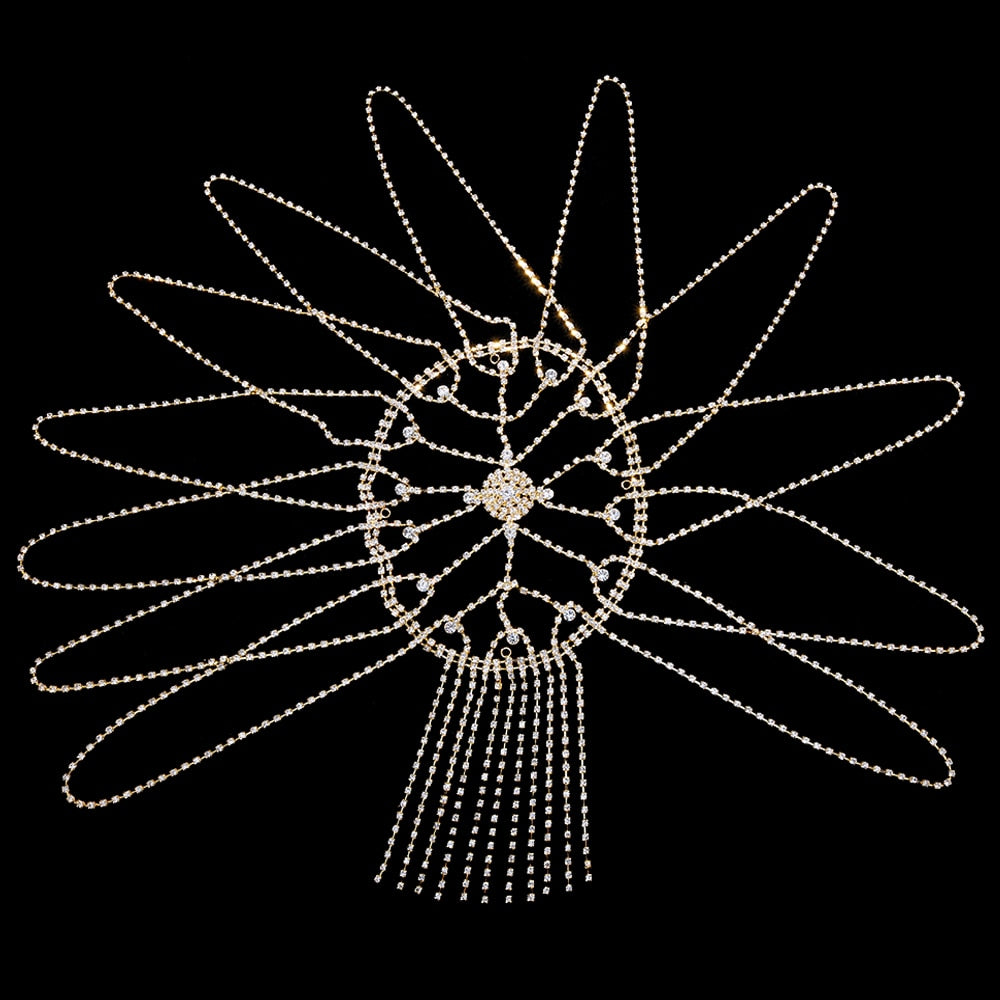 Stonefans Flash Long Tassel Hair Chain Rhinestone Head Chain for Women Nightclub Crystal Headband Hat Bridal Headpiece Jewelry