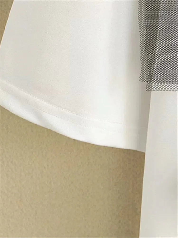 qgtao Plus Size Clothes For Women In Summer Short Sleeve Cotton T-Shirt Large Bow Decoration In Mesh Fabric Large Size Cotton Tops