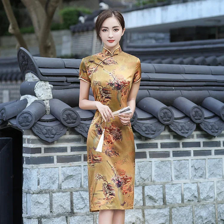 Cheongsam Qipao Fashion Clothes Casual Elegant Ethnic Style Vintage Dress for Women Streetwear Women Clothing Party Chinese