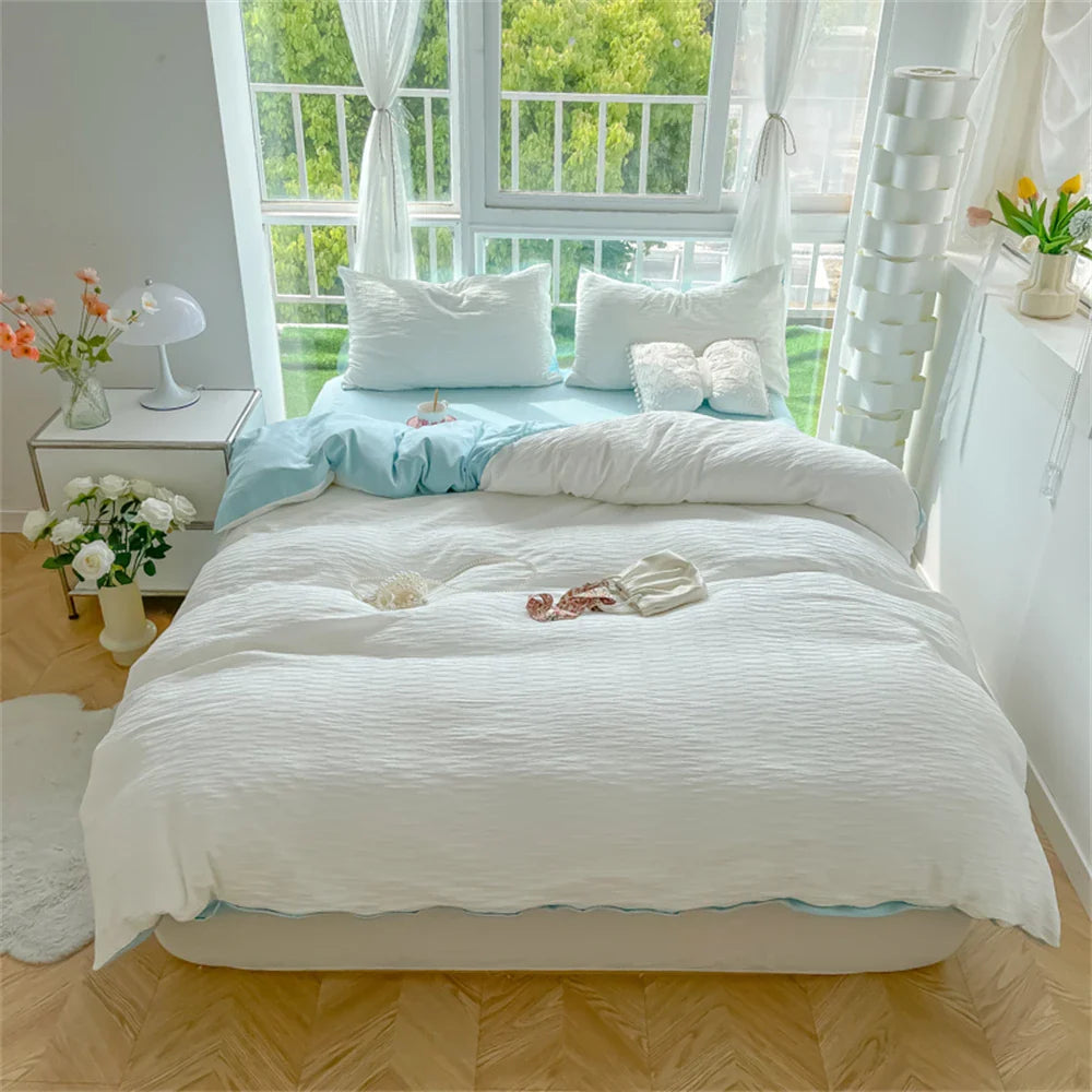 Yeknu Fashion Bedding Set Home King Size Textile Bed Comforter Set Skin Friendly Fabric Duvet Cover Quilt Cover Pillowcase Bed Linen