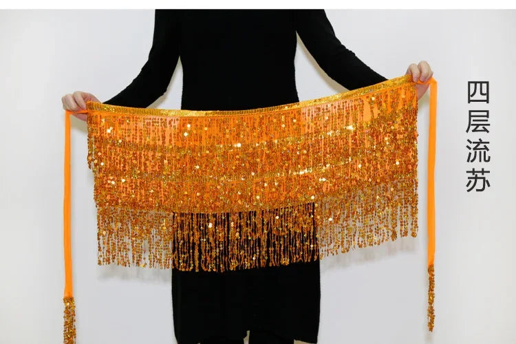 Sexy Sequins Tassel Dancewear Mini Skirt Women Clothes Jupe Femme Belly Dance Skirts Ladies Faldas Performance Stage Bottom Saia