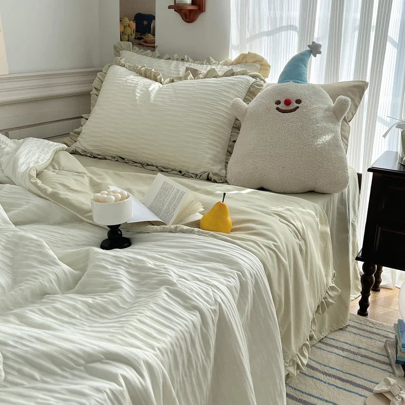 Yeknu Korean Simple Bedding Set Modern Air Condition Thin Blankets Summer Quilt Pillowcase Comfortable Fluffy Blanket with Filling 이불