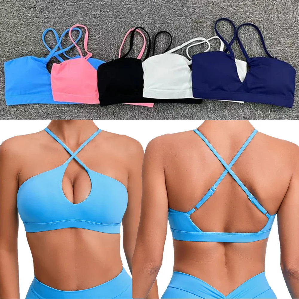 qgtao Hot Girl Hollow Out Running Sports Bra Fitness Yoga Bra Crop Tank Top Underwear Women Vest Shockproof Shirt Jogging Sportswear