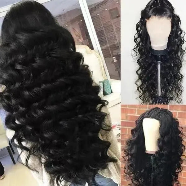 qgtao - Lace Front Wig for Women Ombre Black Parted Long Deep Wavy Hair Afro Wig Human Hair Lace Frontal Wigs