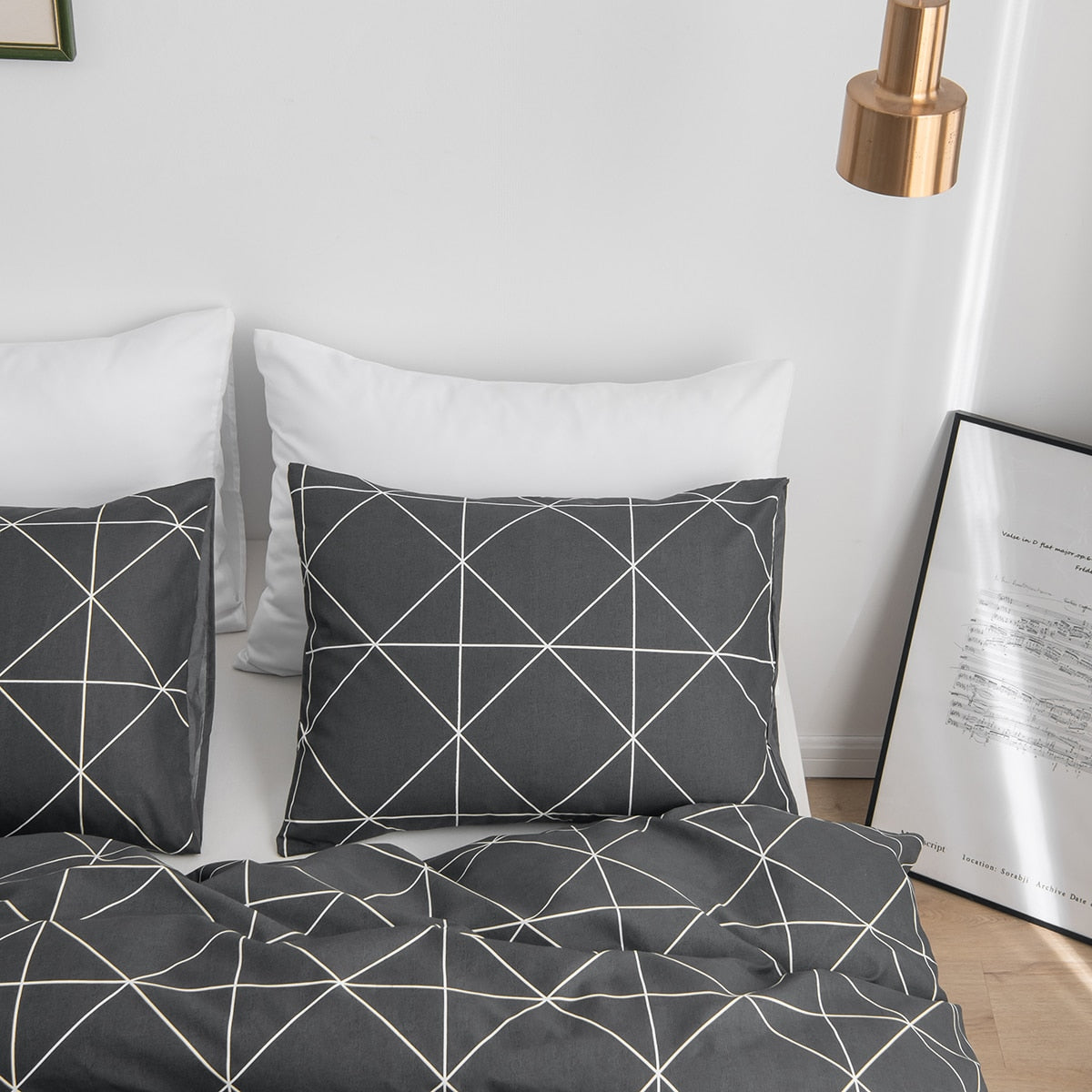 Yeknu All Season Nordic Fashion Flat Sheet Set and Bedding Quilt Duvet Cover and Pillowcase for Home Decor Twin Queen King Size