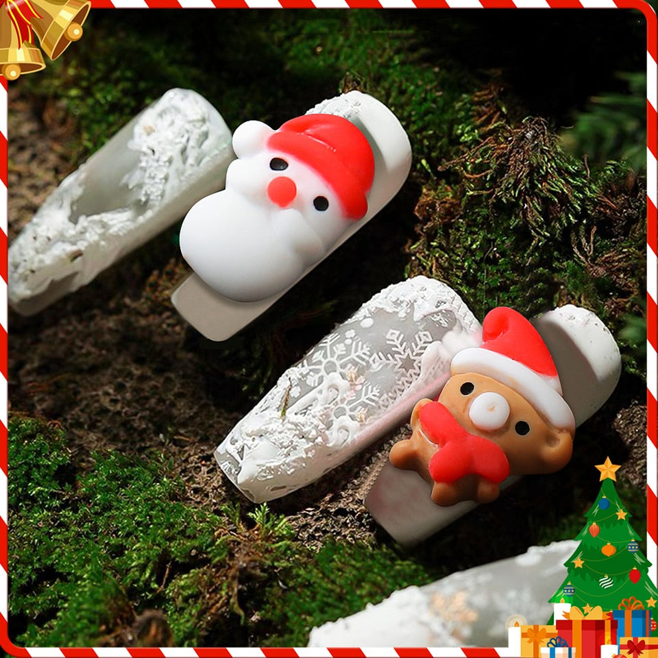 50 Pieces Christmas Nail Charms Wholesale In Bulk Tree Snowman Deer Mixed Styles 3D Resin Nail Art Decoration