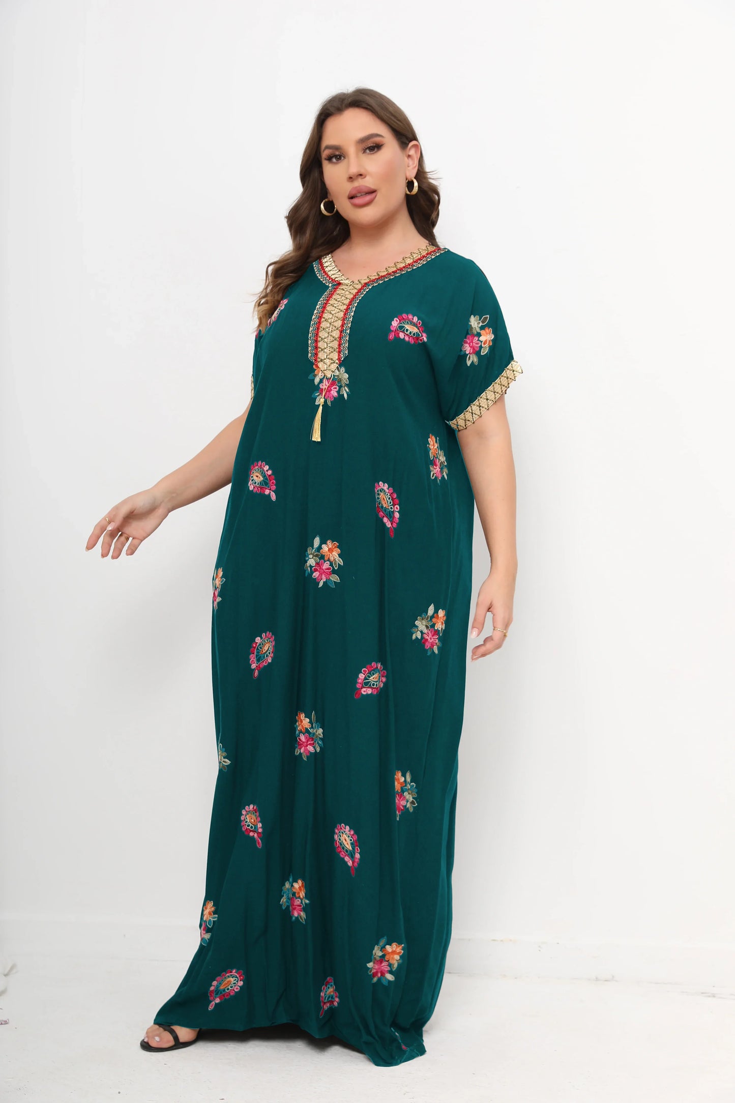 qgtao 2 Pieces Set African Dresses For Women Cotton O-neck Jilbab Short Sleeves Kaftan Dubai Abaya Hijab Muslim Plus Size Robe