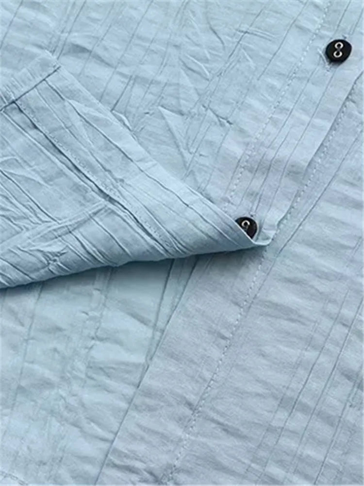qgtao Plus Size Women's Clothing Short Sleeve T-Shirt Lapel Zigzag Shape Stitches Cotton Inelastic Thin Cardigan Large Size Top Summer