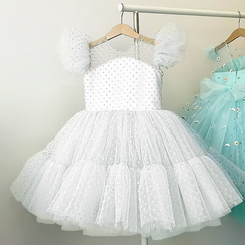 Summer Girl Dress Birthday Party Princess Dress Children Polka Dots Gown Flower Girl Wedding Tutu Fluffy Dresses Vestidos