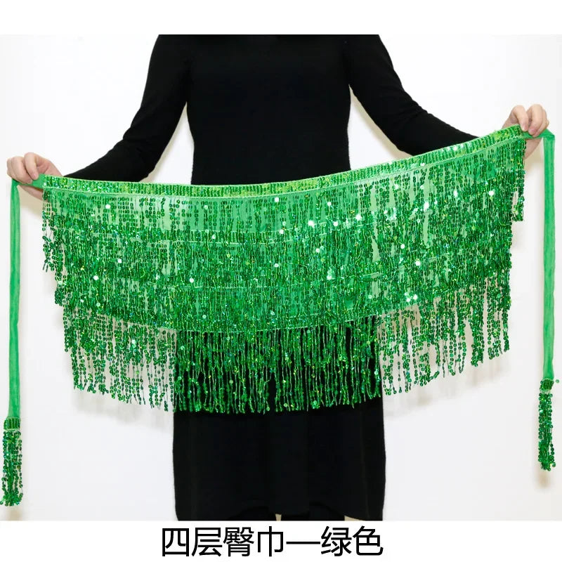 Sexy Sequins Tassel Dancewear Mini Skirt Women Clothes Jupe Femme Belly Dance Skirts Ladies Faldas Performance Stage Bottom Saia
