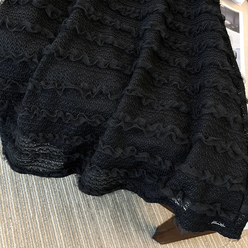 qgtao Plus-size women's summer casual lace cutout dress with a comfortable and breathable party dress lined in the same shade