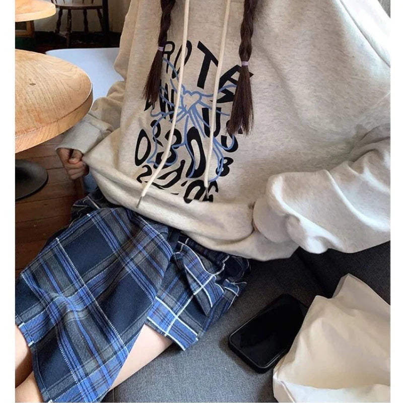 qgtao Plaid Mini Skirt Vintage Women Preppy Style Kawaii Short Skirts Casual Streetwear Irregular A-line Korean Fashion Skirt