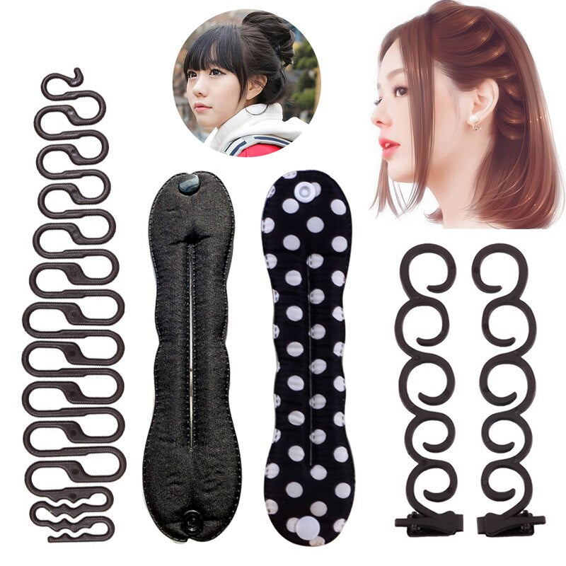 Women Girls Donut Hair Bun Maker Disk Curler Roller Braiding Tool DIY Hair Twist Clip Styling Tools Hairstyle Accessories