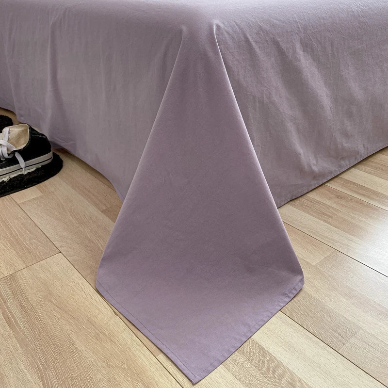 Yeknu Nordic Princess Purple Girls Bedding Set Single Double Size Flat Sheet Solid Color Duvet Cover Pillowcase Bed Linen Home Textile
