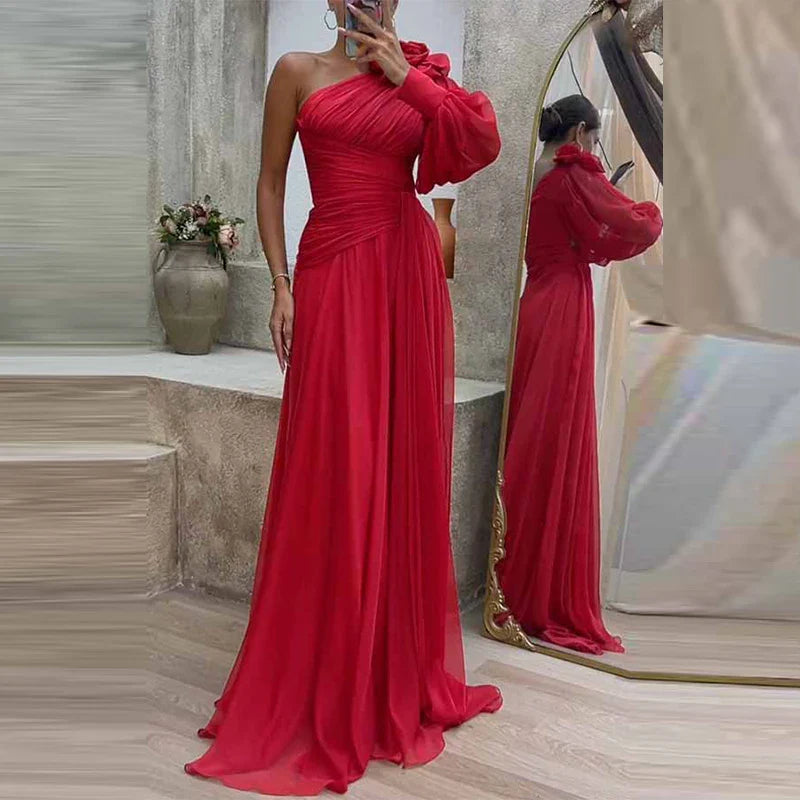 qgtao Fashion Banquet Halter Hollow Out Party Dress Women Temperament High Waist Slim Maxi Dress Elegant Sexy Pleated Slit Long Dress