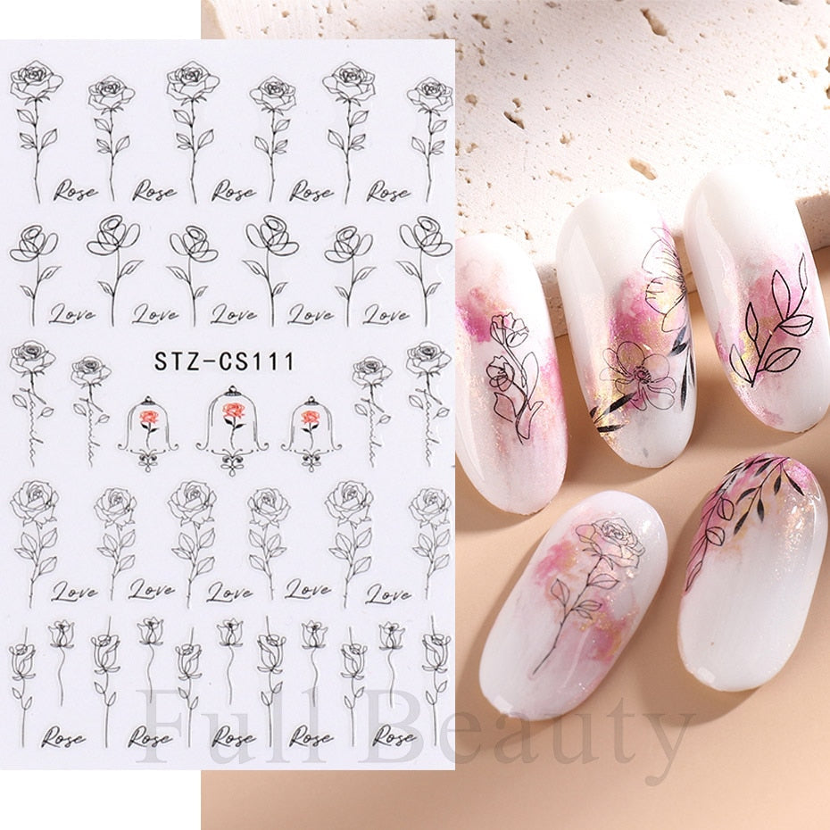 3D Christmas Sticker for Nails Cute Cartoon Sliders Snowflake Elk Xmas Tree Decal Gel Polisn Manicure Nail Art Decor SACA717-724