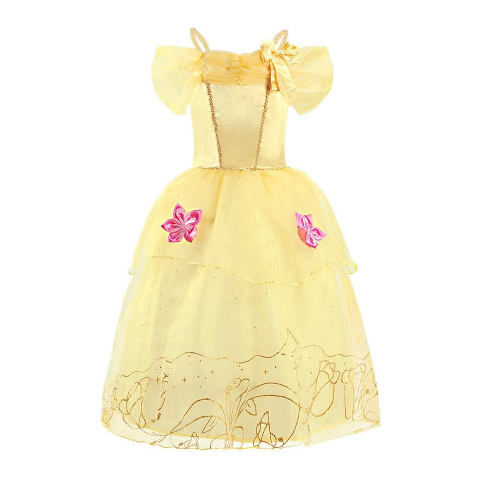 Kid Princess Dress Girl Summer Fancy Party Clothes Children Rapunzel Cinderella Belle Sleeping Beauty Christmas Carnival Costume