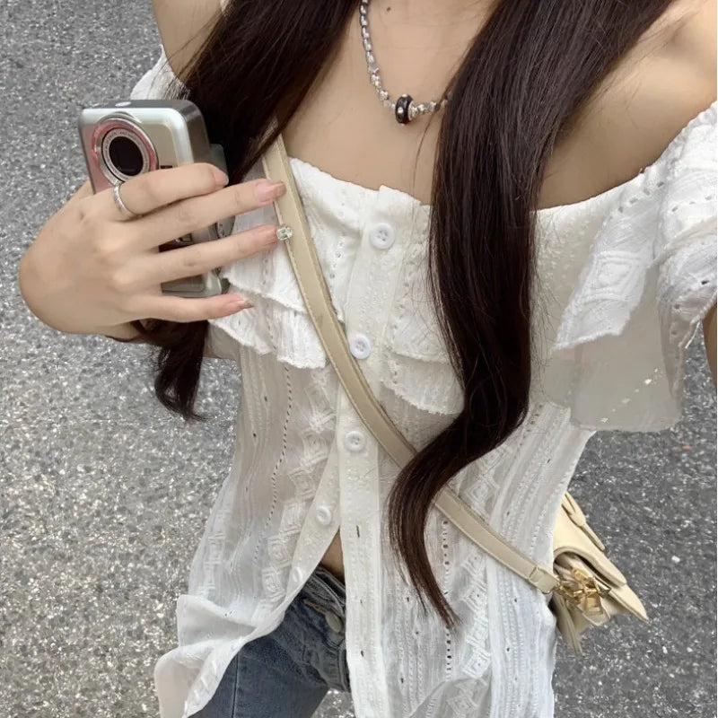 qgtao Elegant Dresses for Women Korean Sweet Long White Black Midi Dress Vintage Sexy Streetwear Y2k Chiffon Dress Casual