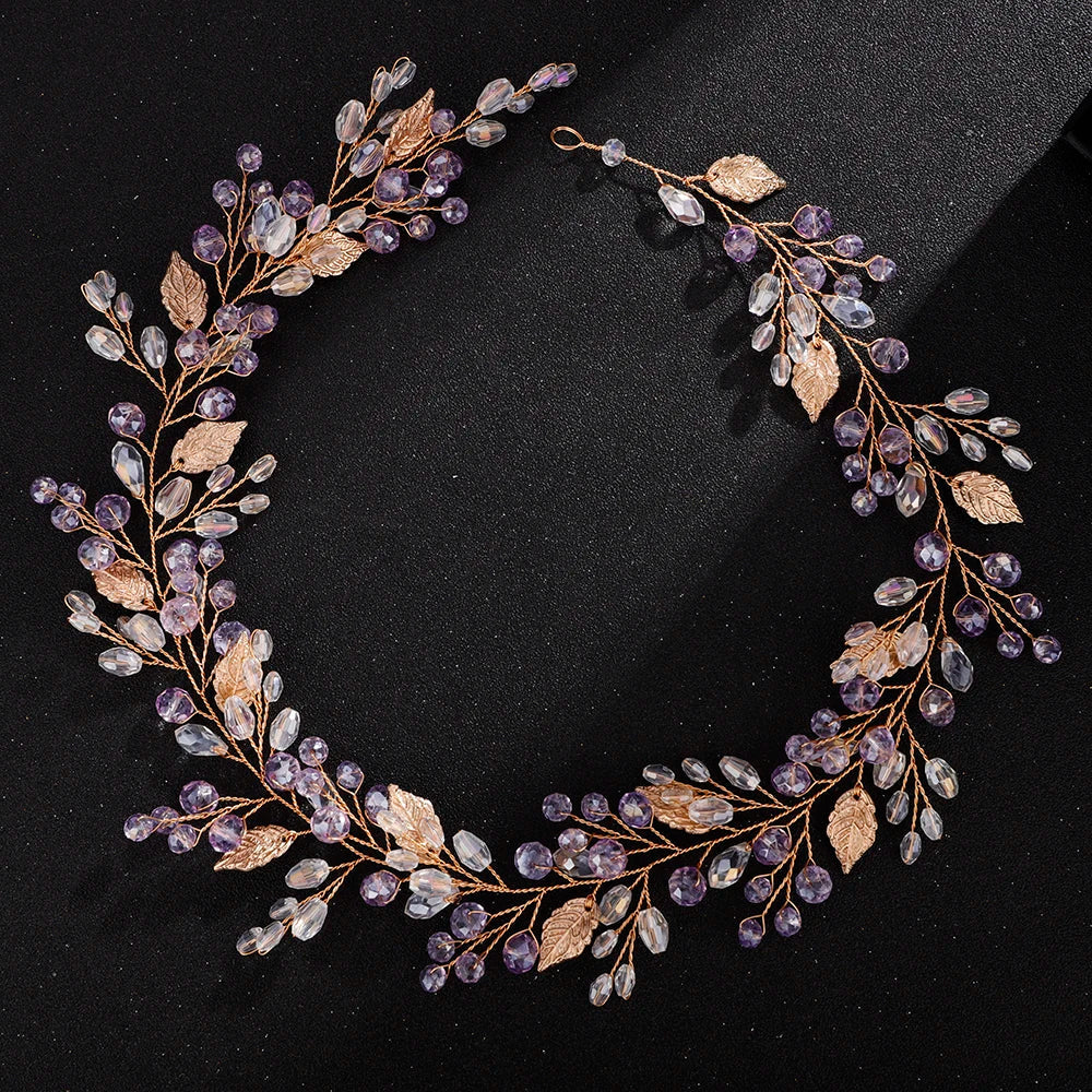 qgtao - Gold Alloy Crystal Bead Flower Headband Hair Accessories Tiaras Bridal Headwear Wedding Hair Jewelry Party Prom Headpiece