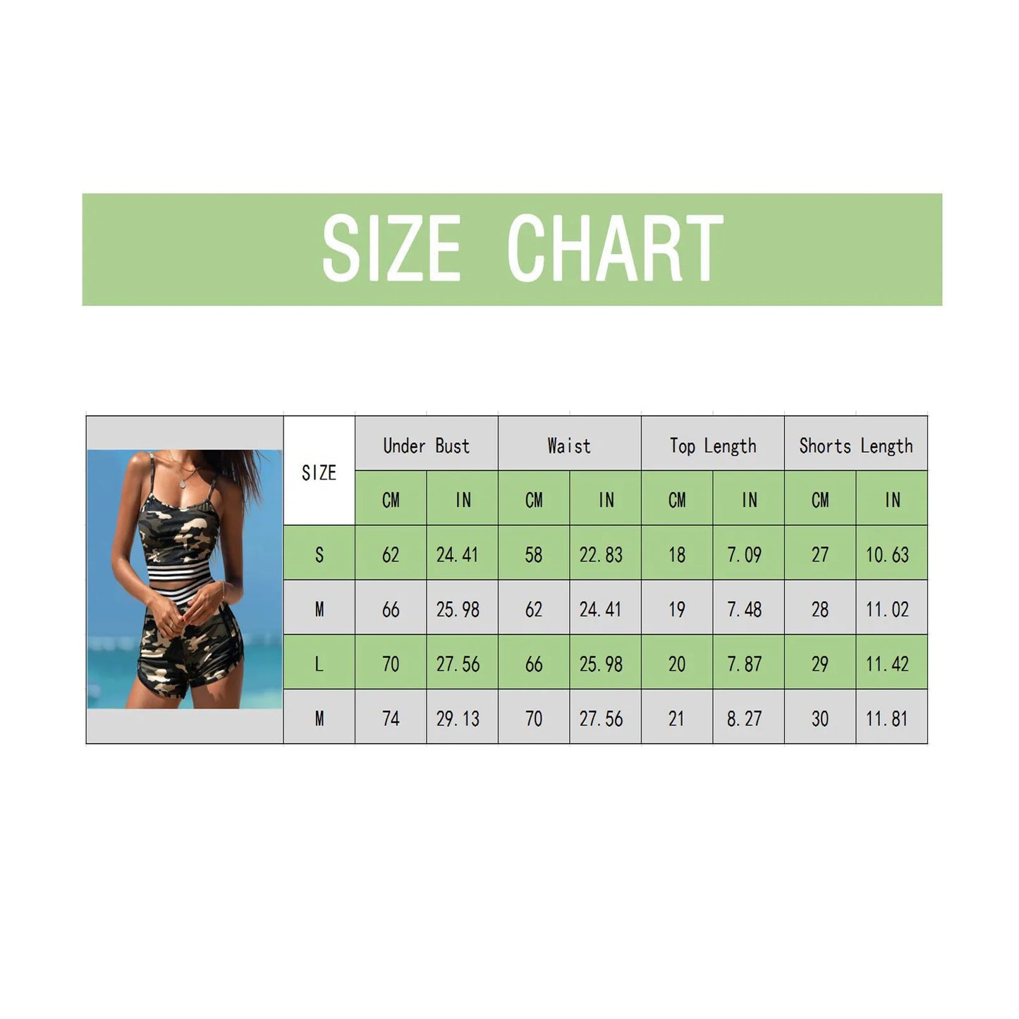 qgtao Camouflage Tankini Women Summer Bikinis Set Split Swimsuit Camis Top High Waist Boyshorts Beach Swimming Suit Swimwear Biquini
