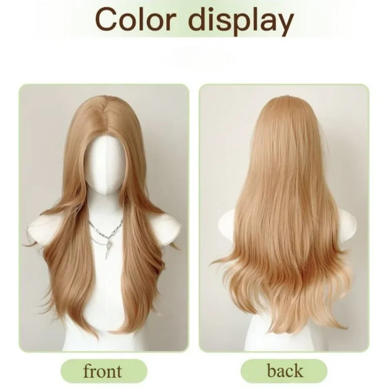 OKLULU - blonde Synthetic Hair Wigs Long Wavy Natural Hair Wigs for Women Natural Wave Cosplay Party Daily Use Lolita Wig Heat Resistant