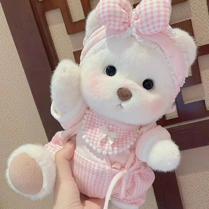 qgtao 30cm Handmade Bear Plush Toy Change Dress Cartoon Honey Cloth Baby Girl Hug Cuddly Plushie Doll for Kids Christmas Gift For Kids