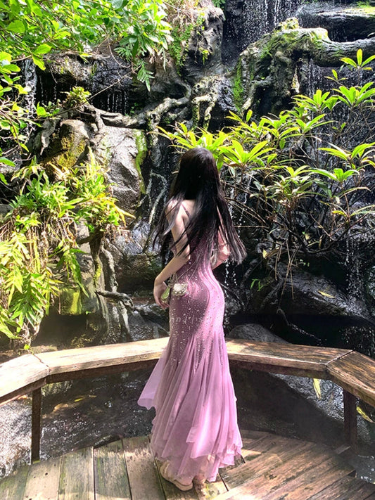 qgtao Casual Even Party Midi Dress Female Vintage Bodycon Strap Dress Even Party Chic 2024 Summer Outwear Beach Style Clothing Korean