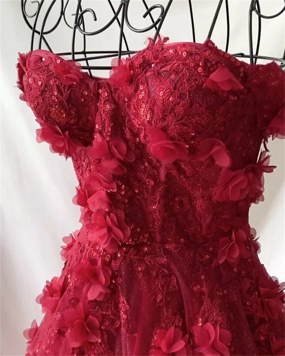 qgtao Princess 3D Flower Sweet A-line Tulle Evening Dress Purple Prom Dress Handmade Robe