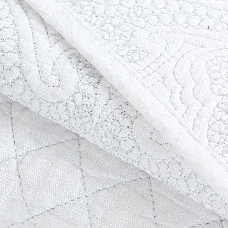 Yeknu Double Cover Embroidered Pure White 3 Piece Quilted Quilt Pillowcase Free Shipping len?ol de cama casal