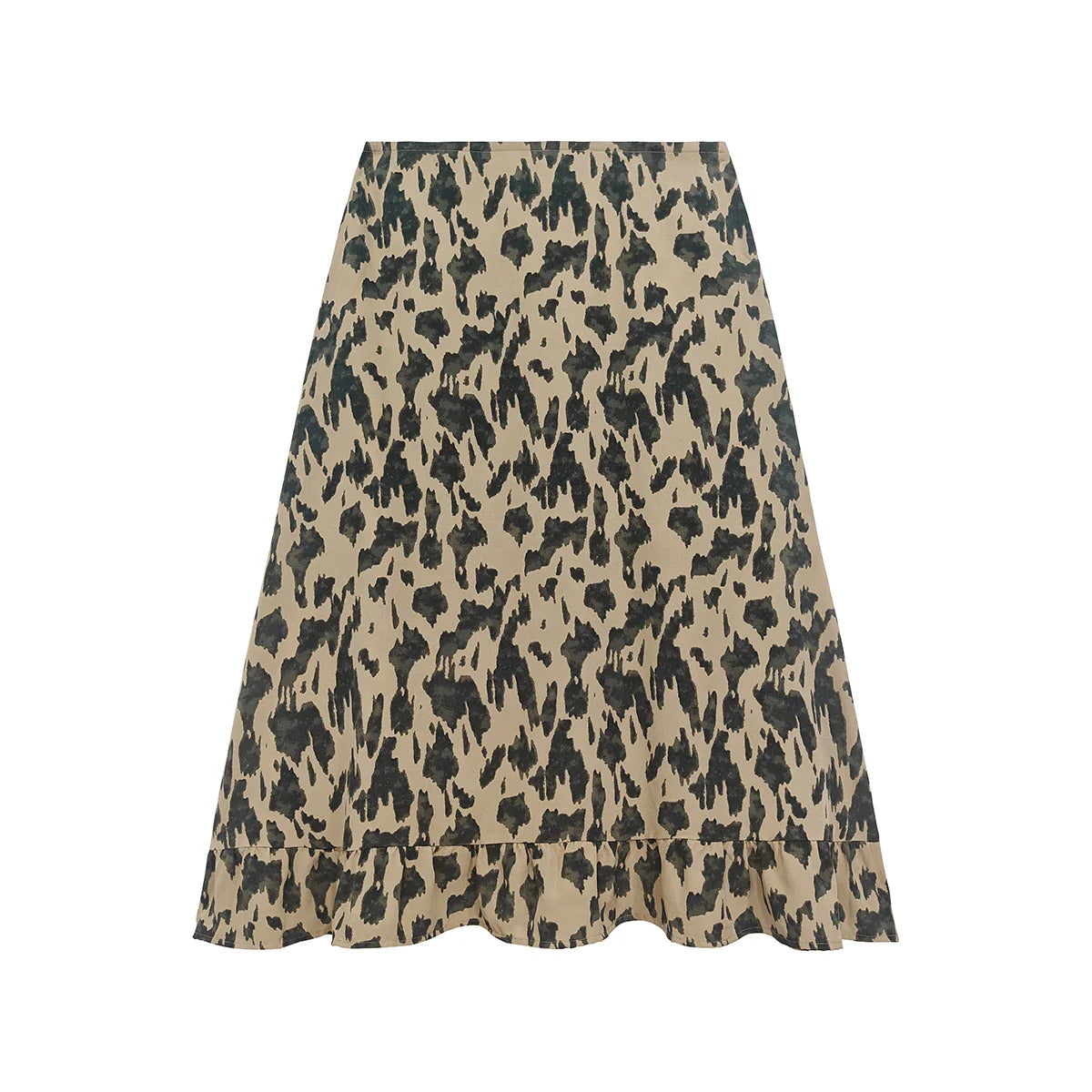 Plus Size Skirt New Leopard Print Ruffle Skirt Casual Skirt 1XL-5XL Polyester For Spring & Summer Women's Plus Size Clothing