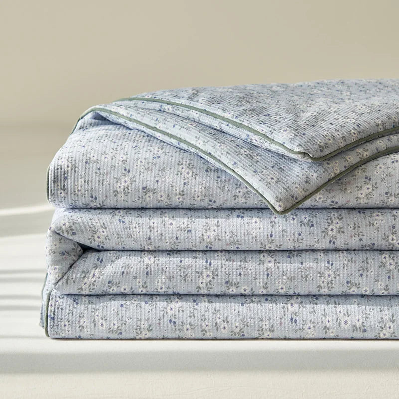 Yeknu Summer Quilt Class A Knitted Aerobic Cotton Printed Soybean Quilt Summer Bedspread Home Textiles