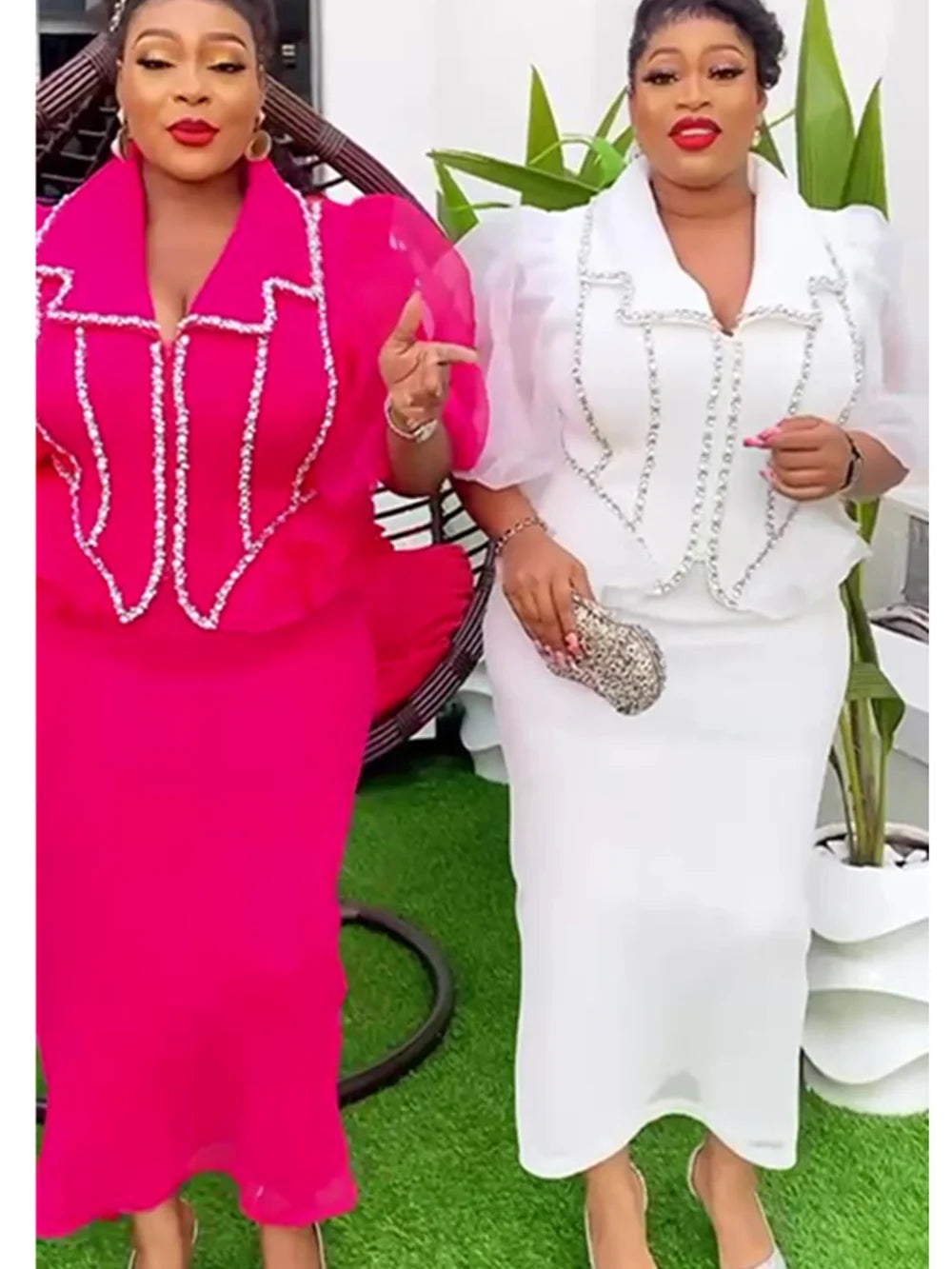 qgtao Clothes for Women 2 PCS Sets Tops And Skirts Suits Dashiki Ankara Turkey Outfits Gown Plus Size Wedding Party Dresses