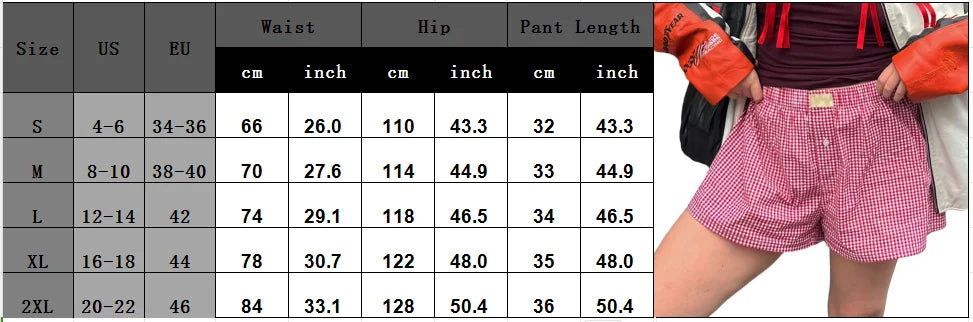 qgtao Y2k Aesthetic Plaid Shorts Women's Cute Pajamas Short Pants Lounge Sleep Bottoms Elastic Waist Button Casual Baggy Sweat shorts