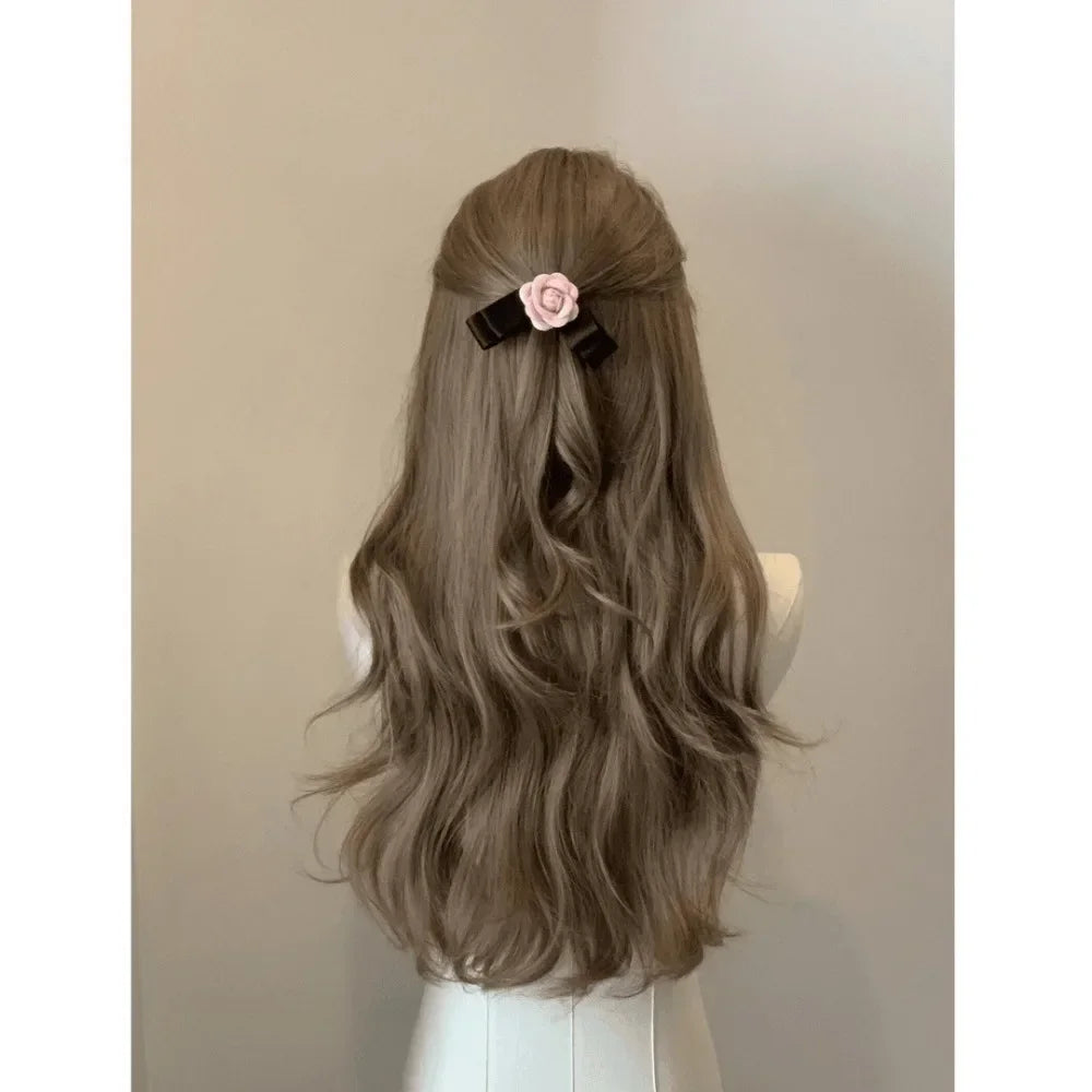 OKLULU - Wigs for Women Brown Long Curly Hair Big Wave Wig Natural Curls Headband Lolita Wig Heat Resistant Cosplay Synthetic