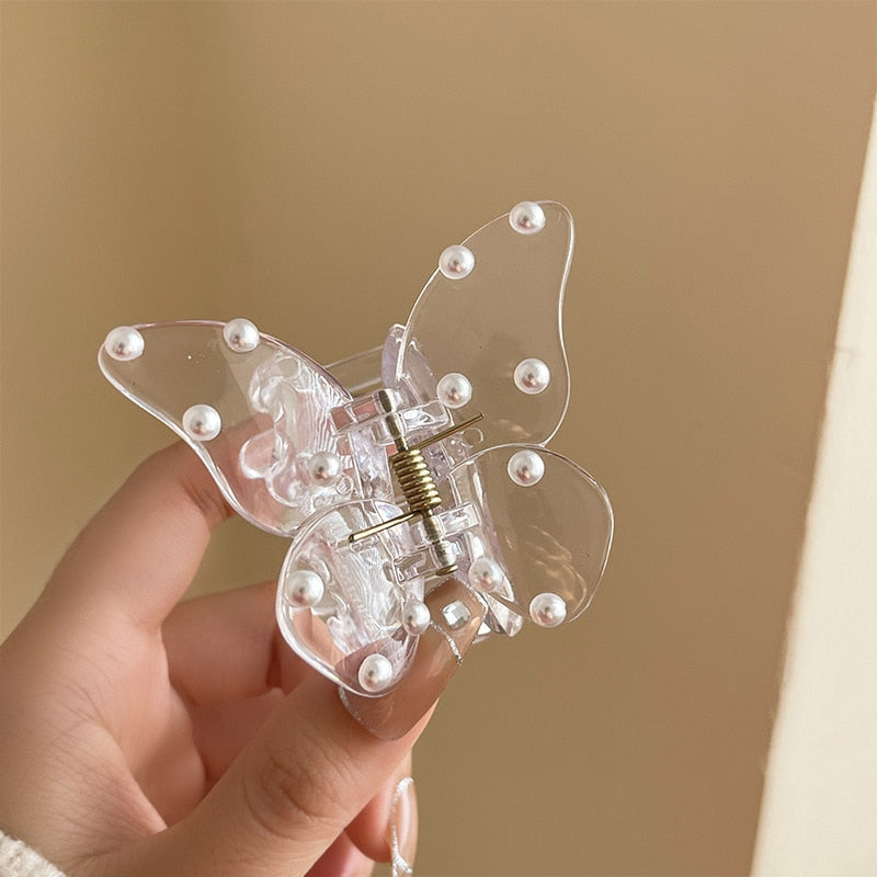 Trendy Transparent Pearl Butterfly Clamp Crab Hair Claws For Women Girls Acrylic Hairpin Hair Clip Barrettes Hair Accessories